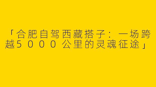 「合肥自驾西藏搭子：一场跨越5000公里的灵魂征途」