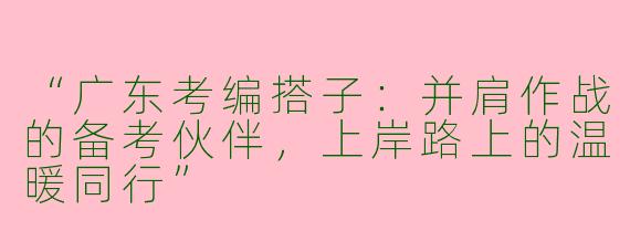 “广东考编搭子：并肩作战的备考伙伴，上岸路上的温暖同行”