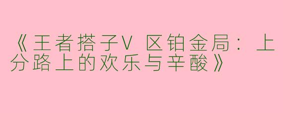 《王者搭子V区铂金局：上分路上的欢乐与辛酸》