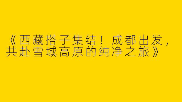 《西藏搭子集结！成都出发，共赴雪域高原的纯净之旅》
