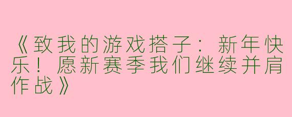 《致我的游戏搭子：新年快乐！愿新赛季我们继续并肩作战》