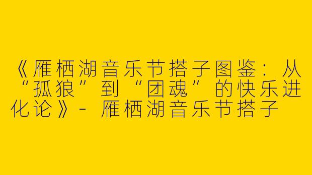 《雁栖湖音乐节搭子图鉴：从“孤狼”到“团魂”的快乐进化论》-雁栖湖音乐节搭子