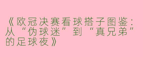 《欧冠决赛看球搭子图鉴：从“伪球迷”到“真兄弟”的足球夜》