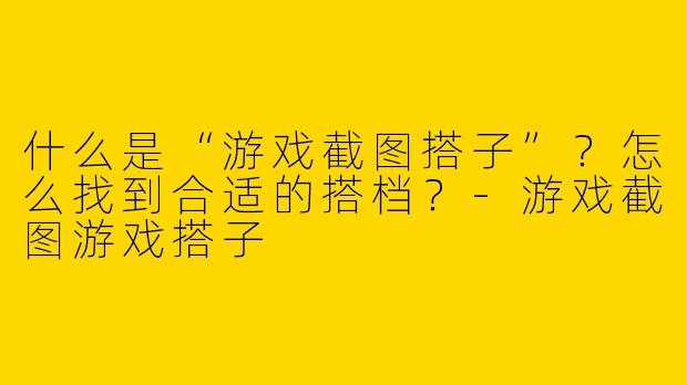 什么是“游戏截图搭子”？怎么找到合适的搭档？-游戏截图游戏搭子