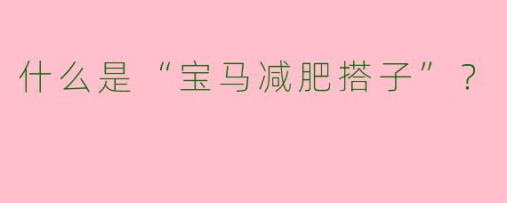 什么是“宝马减肥搭子”？
