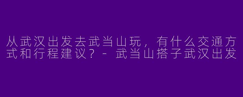 从武汉出发去武当山玩，有什么交通方式和行程建议？-武当山搭子武汉出发