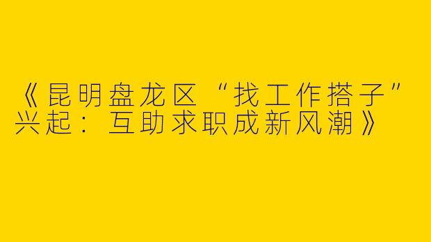 《昆明盘龙区“找工作搭子”兴起：互助求职成新风潮》