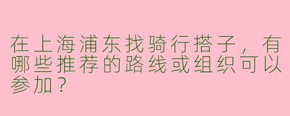 在上海浦东找骑行搭子，有哪些推荐的路线或组织可以参加？