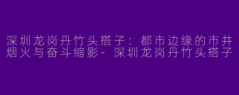 深圳龙岗丹竹头搭子：都市边缘的市井烟火与奋斗缩影-深圳龙岗丹竹头搭子