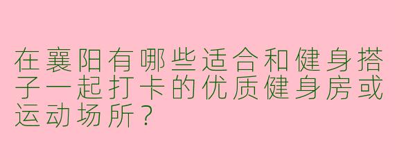 在襄阳有哪些适合和健身搭子一起打卡的优质健身房或运动场所？
