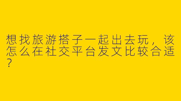 想找旅游搭子一起出去玩，该怎么在社交平台发文比较合适？