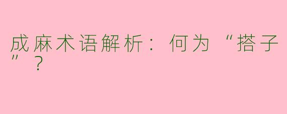成麻术语解析：何为“搭子”？