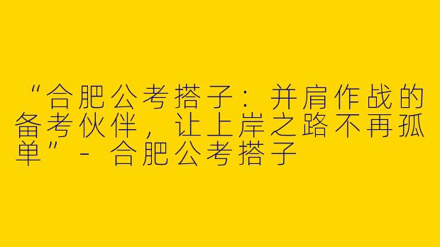 “合肥公考搭子：并肩作战的备考伙伴，让上岸之路不再孤单”-合肥公考搭子