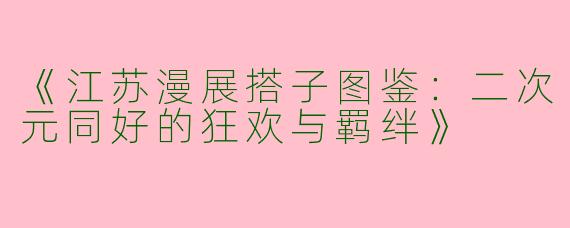 《江苏漫展搭子图鉴：二次元同好的狂欢与羁绊》