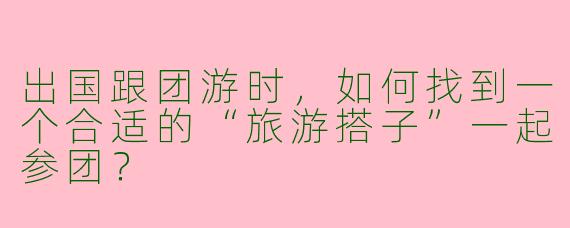 出国跟团游时，如何找到一个合适的“旅游搭子”一起参团？