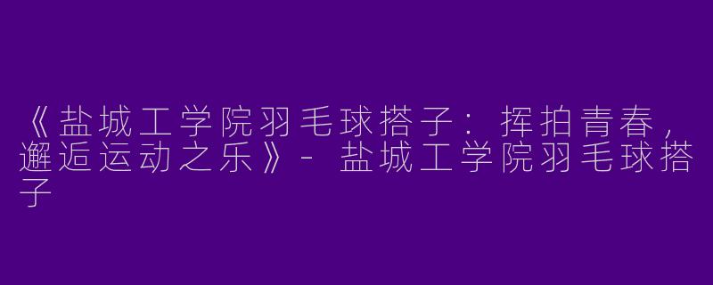《盐城工学院羽毛球搭子：挥拍青春，邂逅运动之乐》-盐城工学院羽毛球搭子