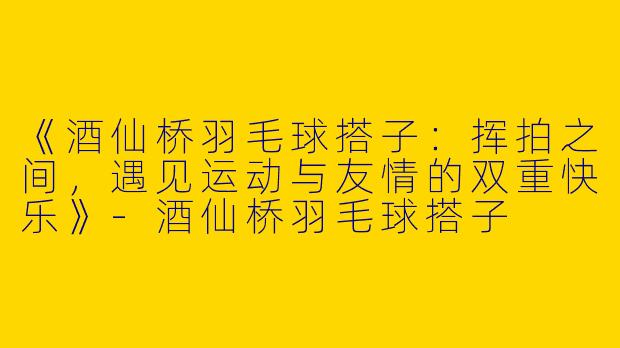 《酒仙桥羽毛球搭子：挥拍之间，遇见运动与友情的双重快乐》-酒仙桥羽毛球搭子