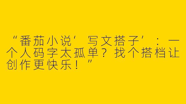 “番茄小说‘写文搭子’：一个人码字太孤单？找个搭档让创作更快乐！”