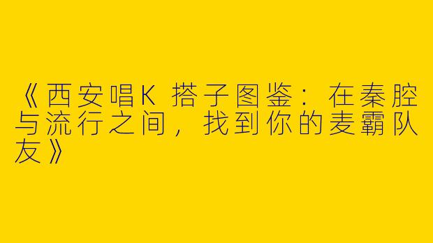 《西安唱K搭子图鉴：在秦腔与流行之间，找到你的麦霸队友》