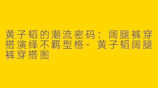 黄子韬的潮流密码：阔腿裤穿搭演绎不羁型格-黄子韬阔腿裤穿搭图
