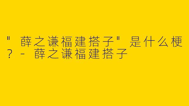 "薛之谦福建搭子"是什么梗？