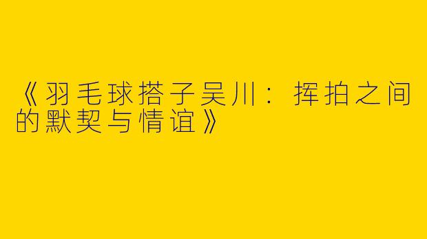 《羽毛球搭子吴川：挥拍之间的默契与情谊》