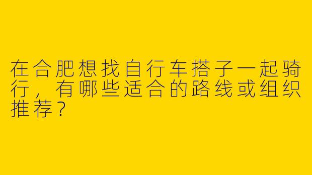 在合肥想找自行车搭子一起骑行，有哪些适合的路线或组织推荐？