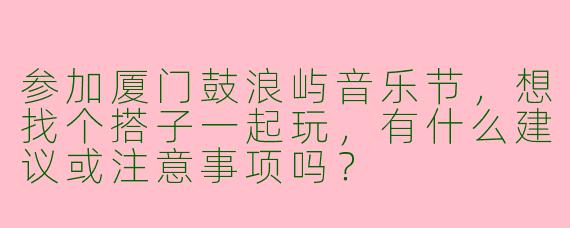 参加厦门鼓浪屿音乐节，想找个搭子一起玩，有什么建议或注意事项吗？