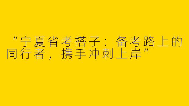 “宁夏省考搭子：备考路上的同行者，携手冲刺上岸”