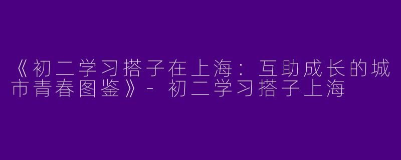 《初二学习搭子在上海：互助成长的城市青春图鉴》