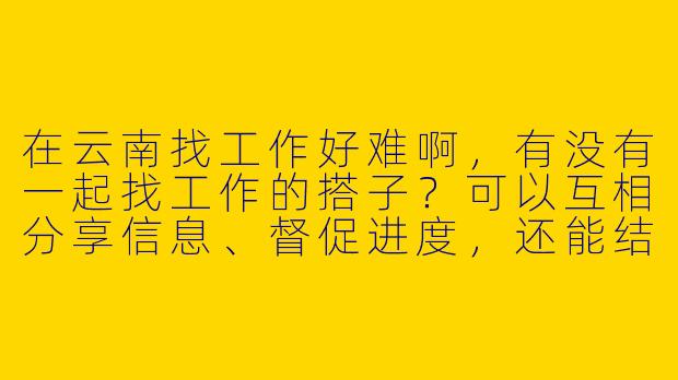 在云南找工作好难啊，有没有一起找工作的搭子？可以互相分享信息、督促进度，还能结伴面试！