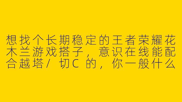 想找个长期稳定的王者荣耀花木兰游戏搭子，意识在线能配合越塔/切C的，你一般什么时间段在线？
