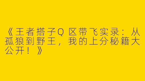 《王者搭子Q区带飞实录：从孤狼到野王，我的上分秘籍大公开！》