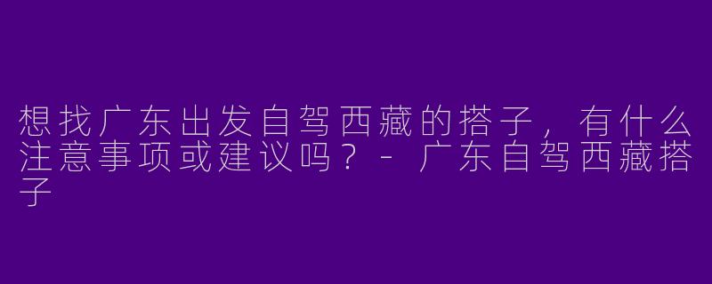 想找广东出发自驾西藏的搭子，有什么注意事项或建议吗？