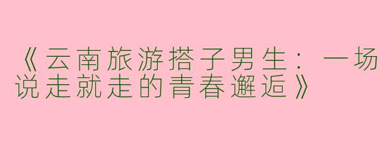 《云南旅游搭子男生：一场说走就走的青春邂逅》