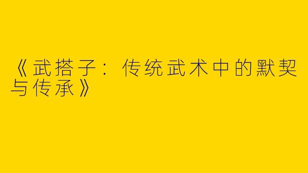 《武搭子：传统武术中的默契与传承》