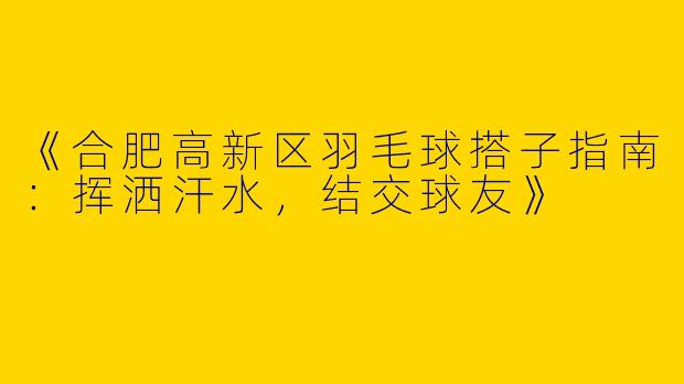 《合肥高新区羽毛球搭子指南：挥洒汗水，结交球友》