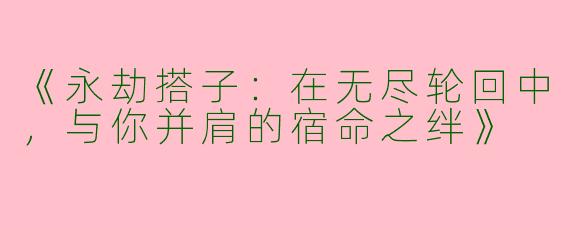《永劫搭子：在无尽轮回中，与你并肩的宿命之绊》