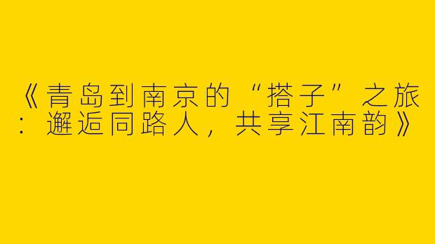 《青岛到南京的“搭子”之旅：邂逅同路人，共享江南韵》