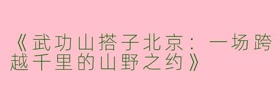 《武功山搭子北京：一场跨越千里的山野之约》