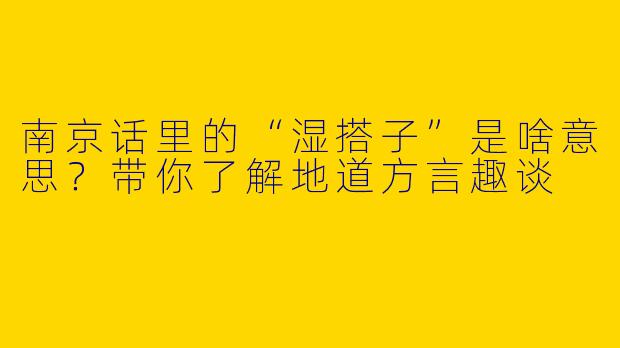 南京话里的“湿搭子”是啥意思？带你了解地道方言趣谈