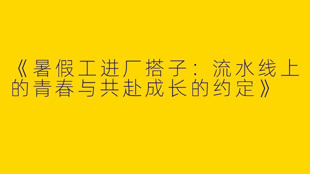 《暑假工进厂搭子：流水线上的青春与共赴成长的约定》