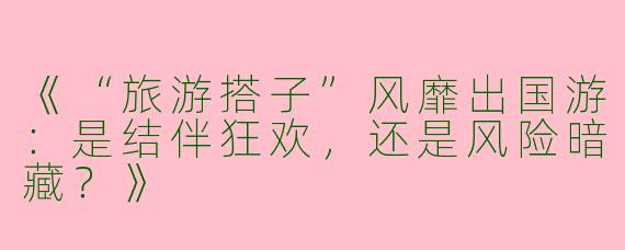 《“旅游搭子”风靡出国游:是结伴狂欢,还是风险暗藏?》