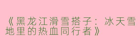 《黑龙江滑雪搭子：冰天雪地里的热血同行者》