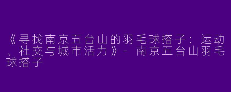 《寻找南京五台山的羽毛球搭子：运动、社交与城市活力》-南京五台山羽毛球搭子