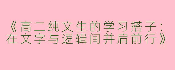 《高二纯文生的学习搭子：在文字与逻辑间并肩前行》