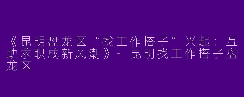 《昆明盘龙区“找工作搭子”兴起：互助求职成新风潮》-昆明找工作搭子盘龙区