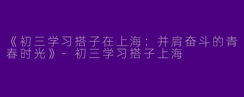 《初三学习搭子在上海：并肩奋斗的青春时光》-初三学习搭子上海