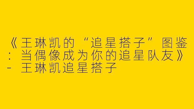 《王琳凯的“追星搭子”图鉴：当偶像成为你的追星队友》-王琳凯追星搭子