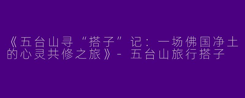 《五台山寻“搭子”记：一场佛国净土的心灵共修之旅》-五台山旅行搭子